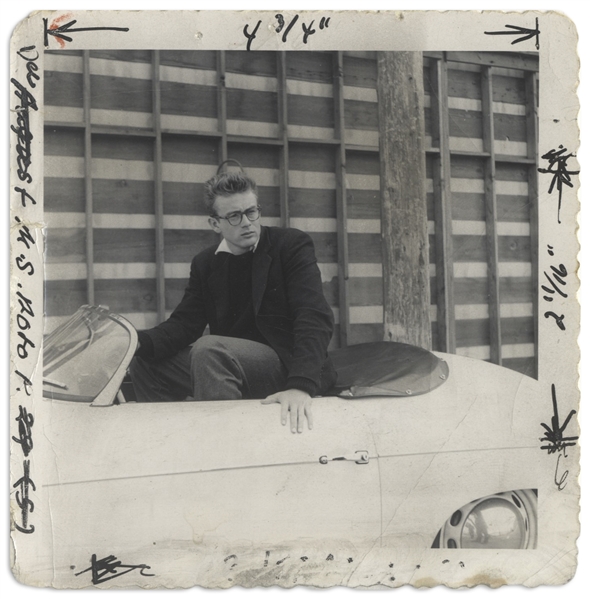 James Dean Unpublished Photograph in His Porsche Speedster, Taken Shortly Before His Death